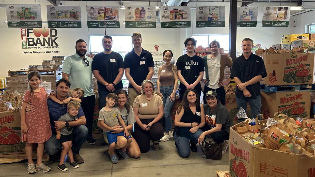 Veramendi residents volunteering at the New Braunfels Food Bank